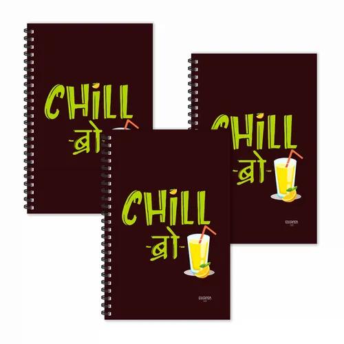 Chill Bro Hindi Quotes Ruled Diaries - Pack Of 3