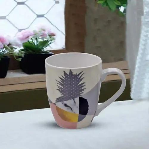 Kookee Printed Ceramic Coffee or Tea Mug with handle for Office, Home or Gifting - 325ml (3551-C)