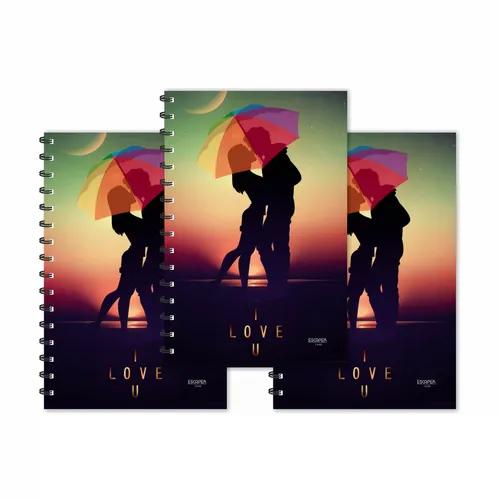 Couple Romance Under Umbrella Designer Ruled Diaries - Pack Of 3