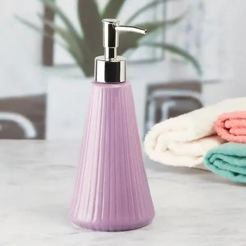 Kookee Ceramic Soap Dispenser for Bathroom handwash, refillable pump bottle for Kitchen hand wash basin, Set of 1 - Purple (6037)