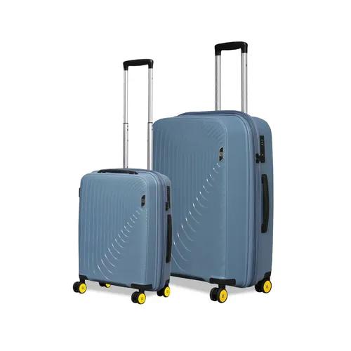 EUME Wanderer Cabin 55 Cm And Check-In Medium 65 Cm Luggage Trolley Bags For Travel |Polypropylene (Pp) 8 Silentrun Wheels Suitcase - Set Of 2 ( Ice Blue)