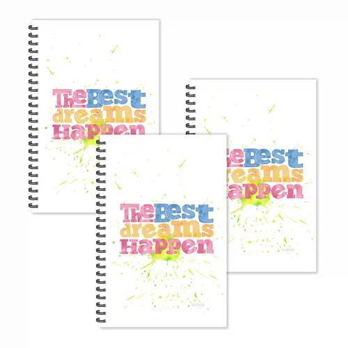 The Best Dreams Happen Motivational Ruled Diaries - Pack Of 3