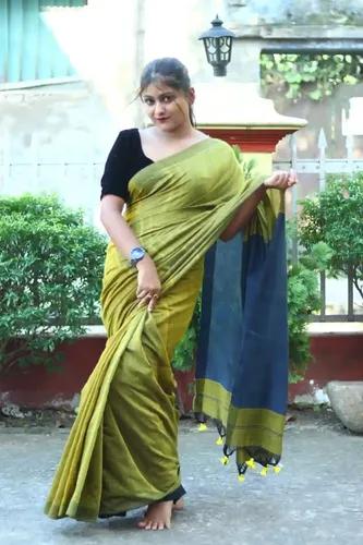 Pure Cotton Handloom Saree  - Light Green