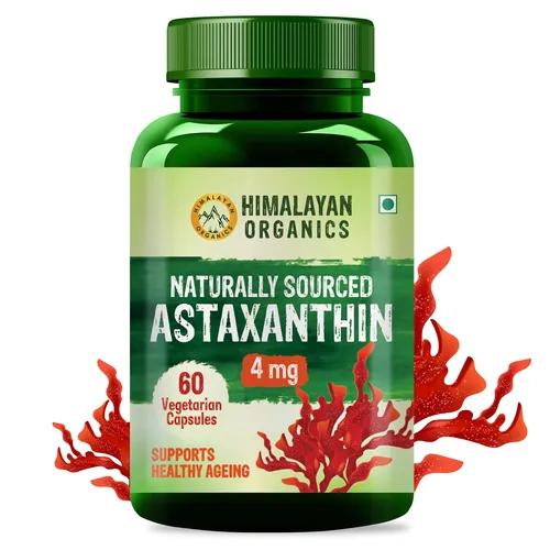 Himalayan Organics Naturally Sourced Astaxanthin 4mg | Antioxidant for Skin, Eye & Energy | 60 Veg Capsules