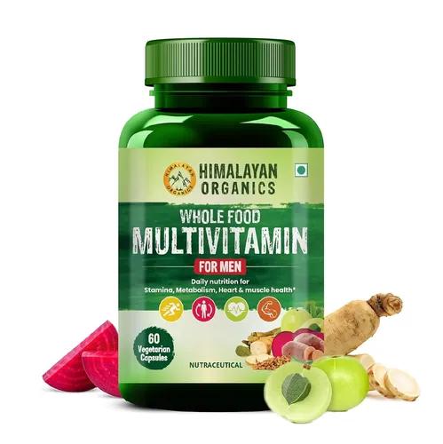 Himalayan Organics Whole Food Multivitamin for Men || With Natural Vitamins, Minerals, Extracts || Best for Energy, Brain, Heart Health & Eye Health || 60 Veg Capsules