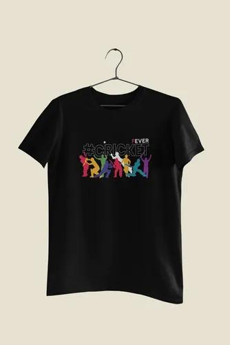 Cricket Fever Cotton T-Shirt for Men Black -S