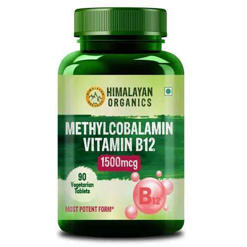 Himalayan Organics Methylcobalamin Vitamin B12 1500mcg Supplement support Brain, Nerve Function and Energy - 90 Veg Tablets