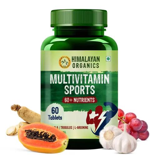 Himalayan Organics Multivitamin Sports with 60 + Vital Nutrients & Performance Blends with Probiotics – 60 Tablets